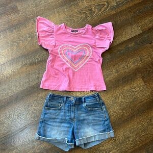 Vince Camuto Pink Heart Tee and Crewcuts Blue Denim Shorts